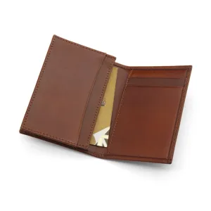 Expandable Leather Business Card Case - Dark Tan