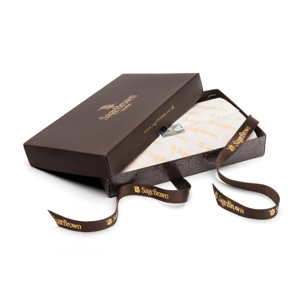 Expandable Leather Business Card Case - Dark Tan