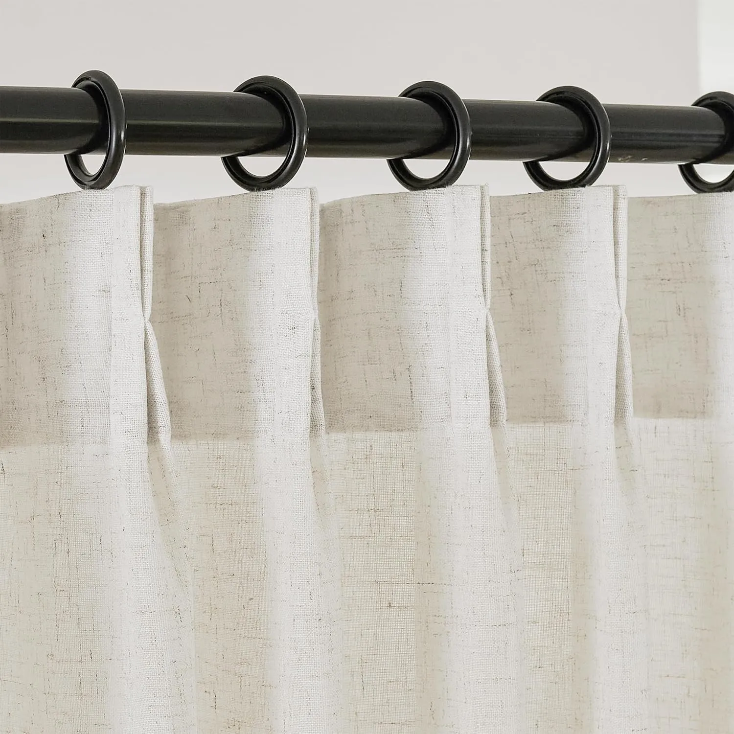 Extra Wide Natural Pinch Pleated Linen Curtains 96 Inches Long 100 Inch Wide for Living Room Sliding Door Light Filtering Semi Sheer Window Curtain Bedroom Pinch Pleat Drape Cream (1 Panel, 100Wx96L)