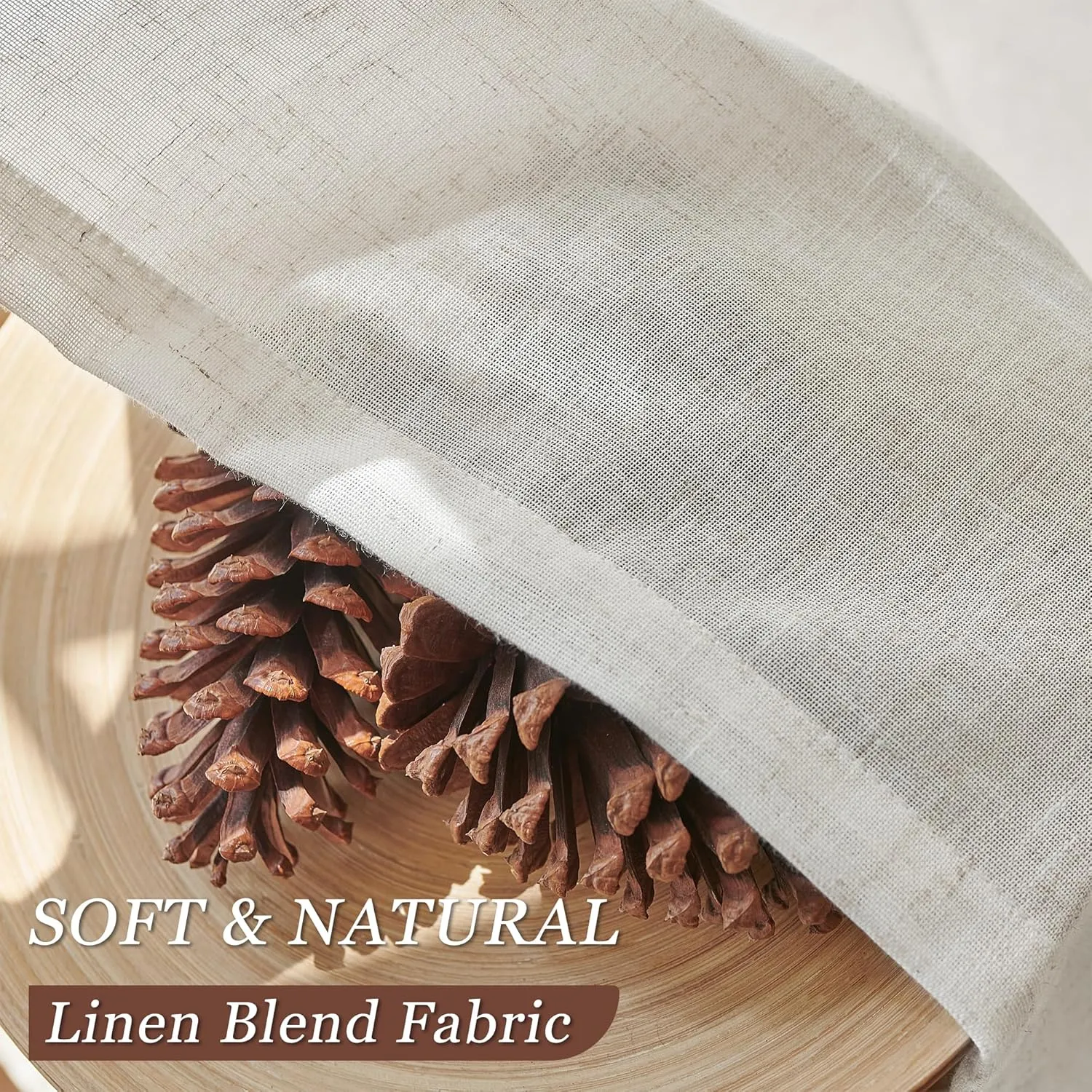 Extra Wide Natural Pinch Pleated Linen Curtains 96 Inches Long 100 Inch Wide for Living Room Sliding Door Light Filtering Semi Sheer Window Curtain Bedroom Pinch Pleat Drape Cream (1 Panel, 100Wx96L)