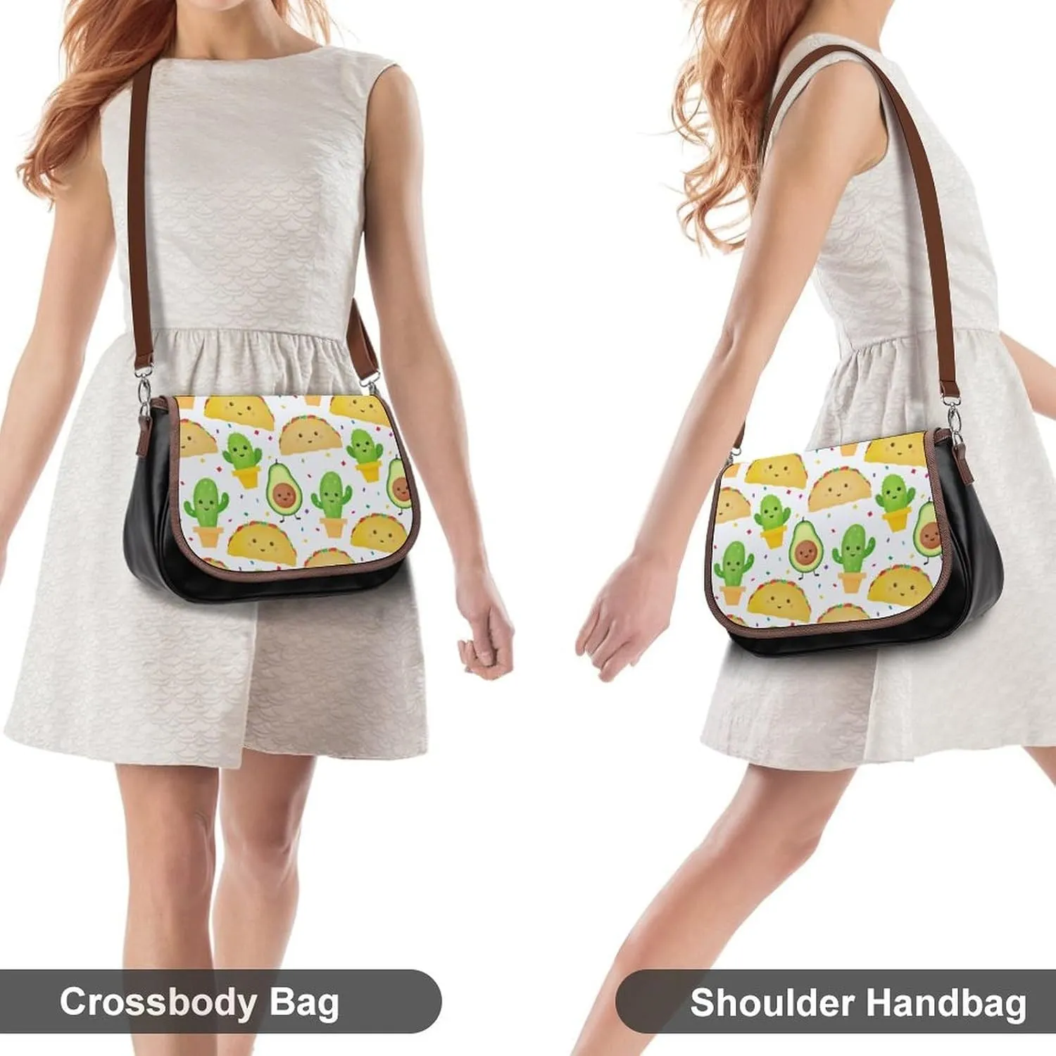 Fall Watercolor Pumpkins Leather Shoulder Bag with Detachable Shoulder Strap Versatile for Daily Use