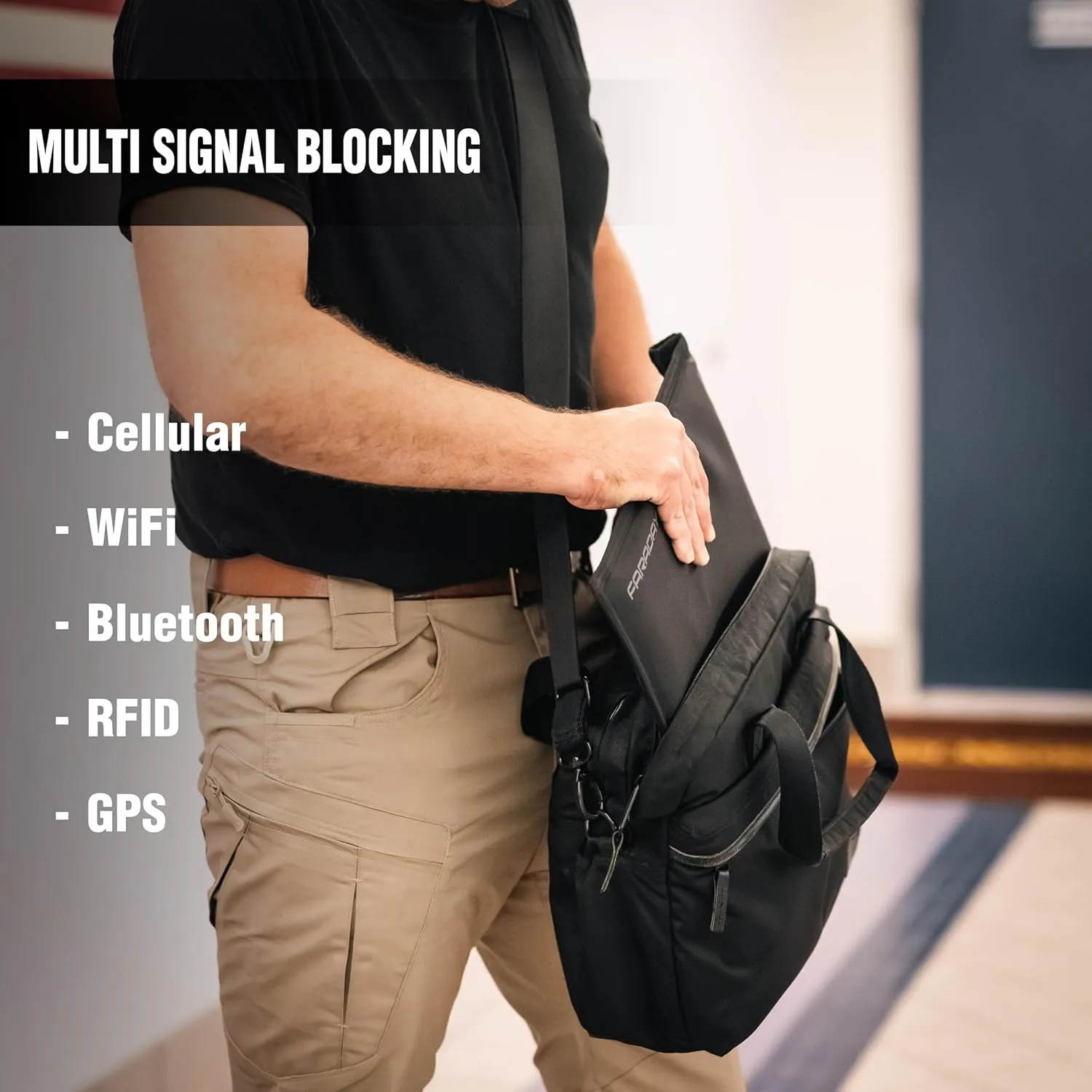 Faraday Bag Jacket Pro for Tablets | Magnetic Closure, Shielding - Law Enforcement & Military, Travel & Data Security, Privacy, Anti-Tracking Anti-Hacking Black (Tablet)