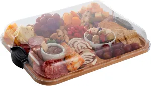 FARBERWARE Build-a-Board Cutting Board with Compartments and Clear Locking Lid for Charcuterie, Snacks, Bamboo