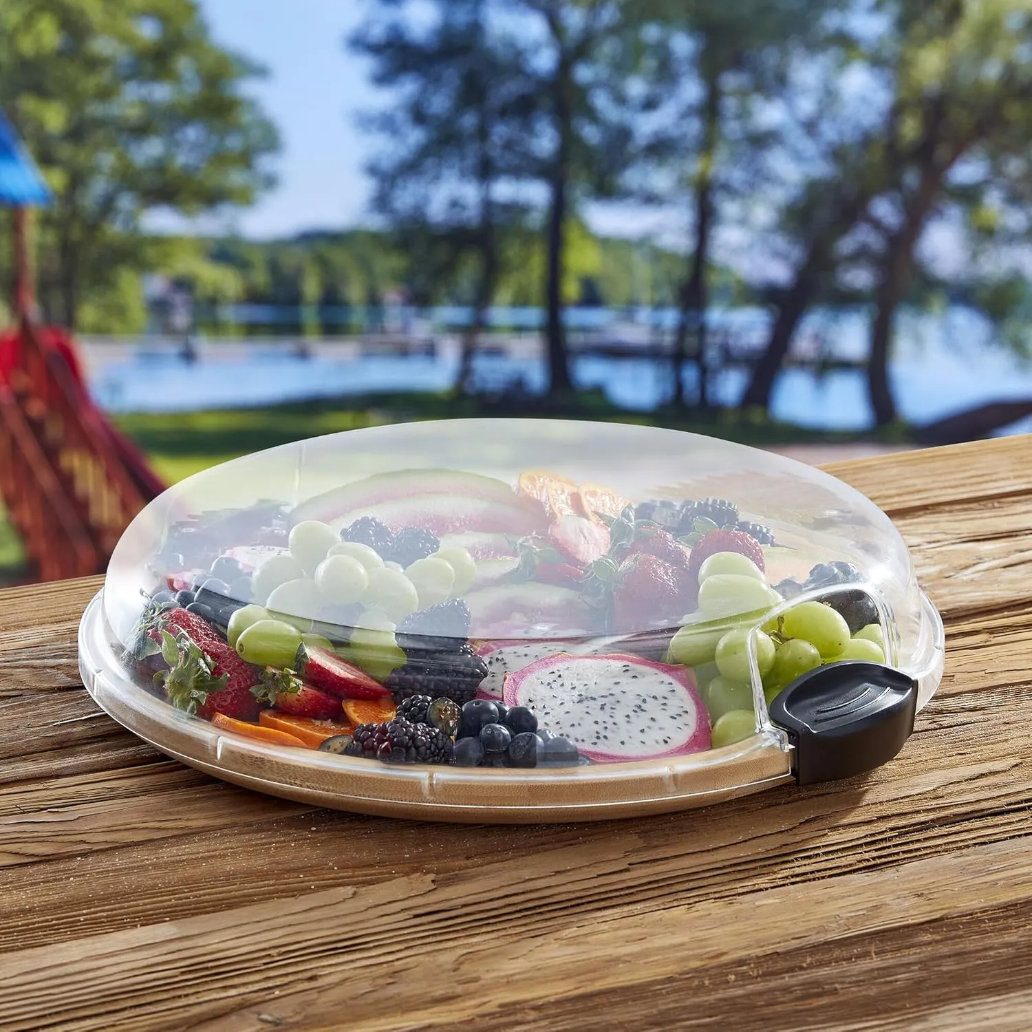 FARBERWARE Build-a-Board Cutting Board with Single Compartment and Clear Locking Lid for Charcuterie, Snacks, and More, Bamboo