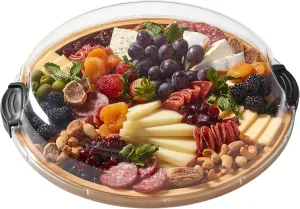 FARBERWARE Build-a-Board Cutting Board with Single Compartment and Clear Locking Lid for Charcuterie, Snacks, and More, Bamboo