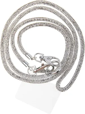 Fashion 43.3'' Exclusive Sparkle Crystal Handbag Lanyard,Premium Bling Handbag Strap,Waterproof Rhinestone Cellphone Lanyard Holder for Women(Clear,1PC)