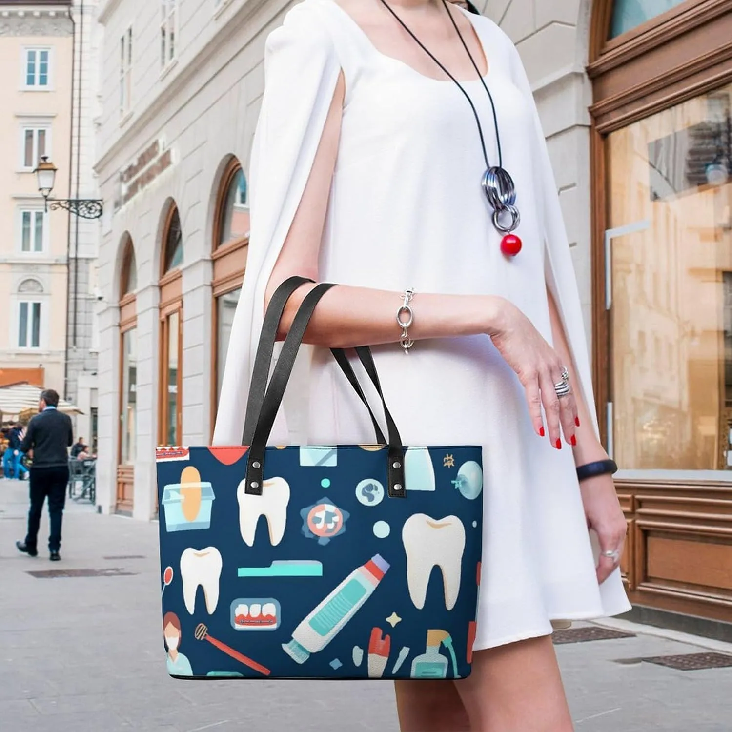 Fashion Leather Tote Bag Travel Work Daily Essentials Handbag Unisex Handbag