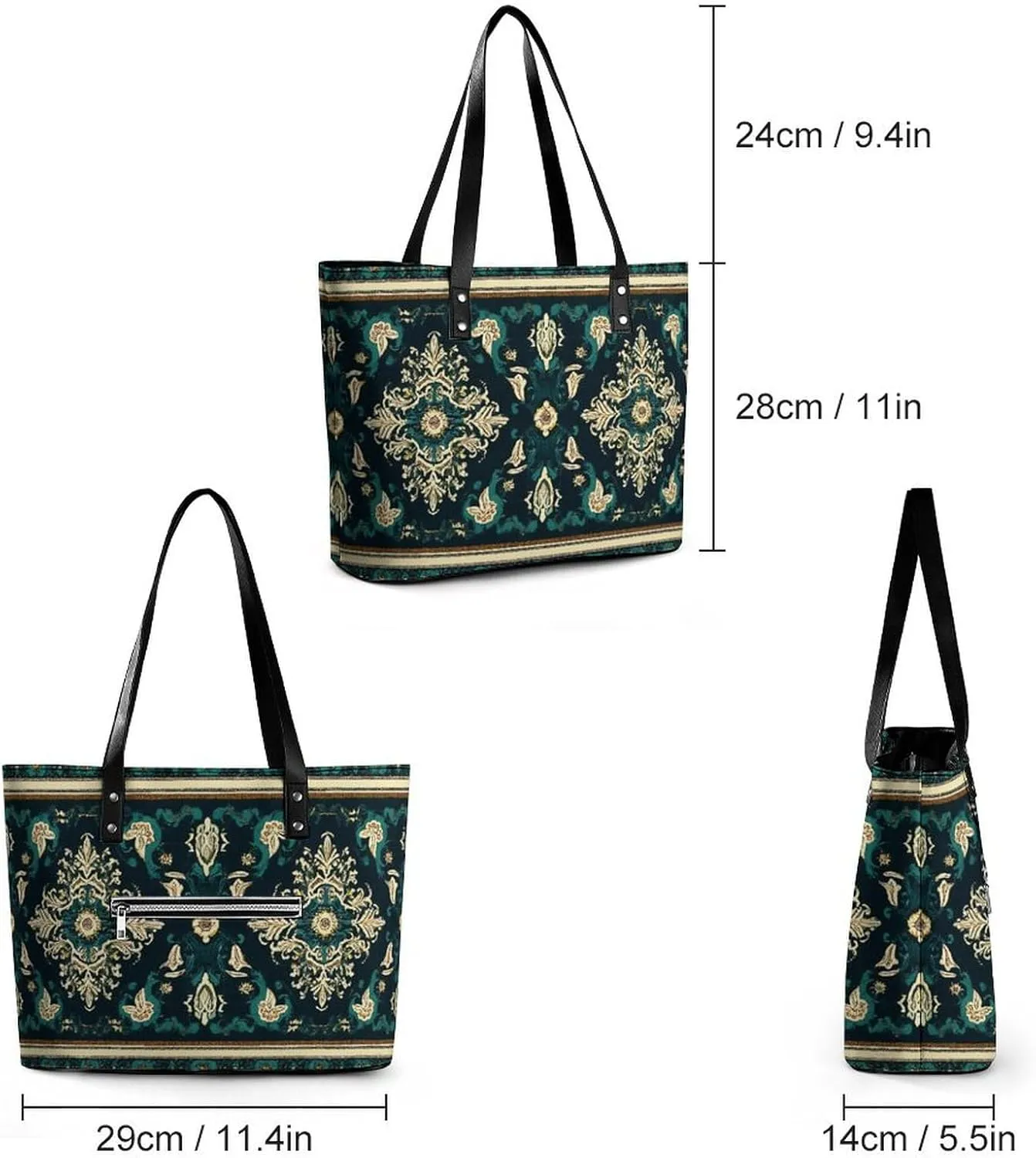 Fashion Leather Tote Bag Travel Work Daily Essentials Handbag Unisex Handbag