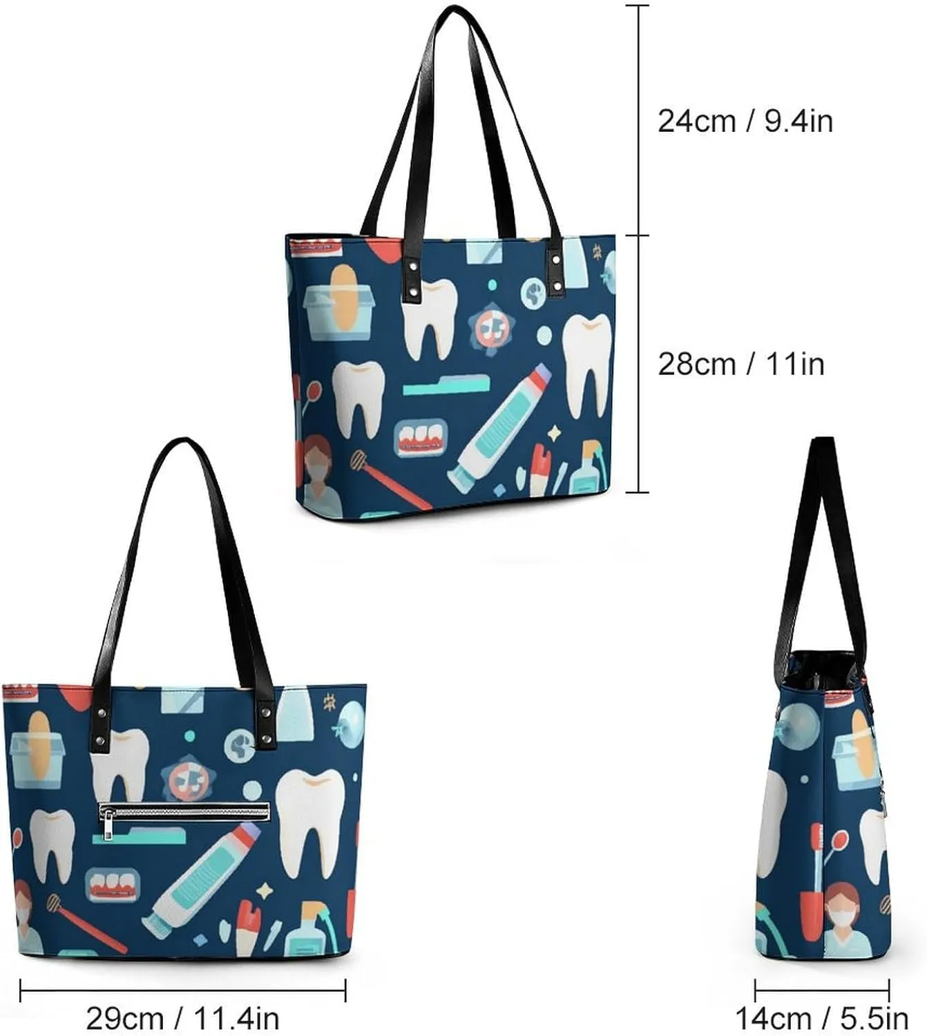 Fashion Leather Tote Bag Travel Work Daily Essentials Handbag Unisex Handbag