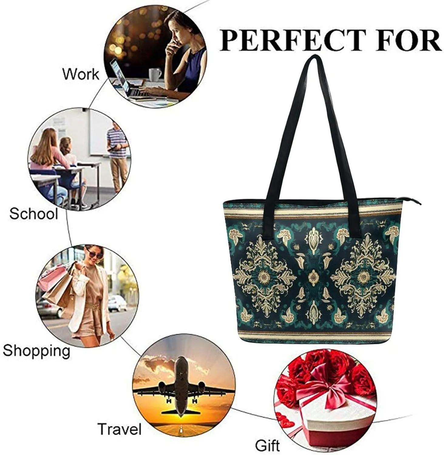 Fashion Leather Tote Bag Travel Work Daily Essentials Handbag Unisex Handbag