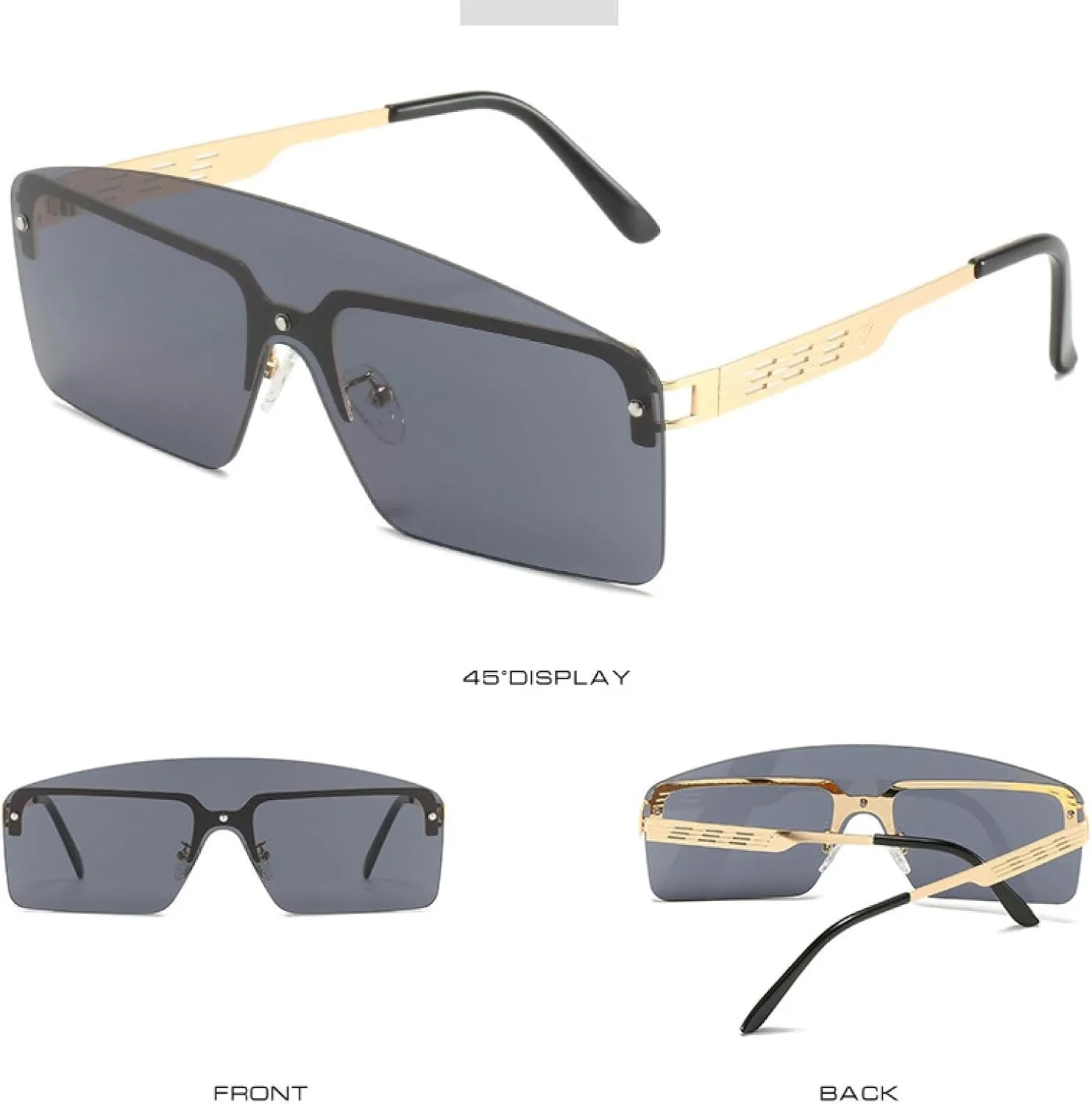 Fashion Rimless Sunglasses Men Women Vintage Personality Metal One Piece Eyeglasses Travel Driving Shades Uv400