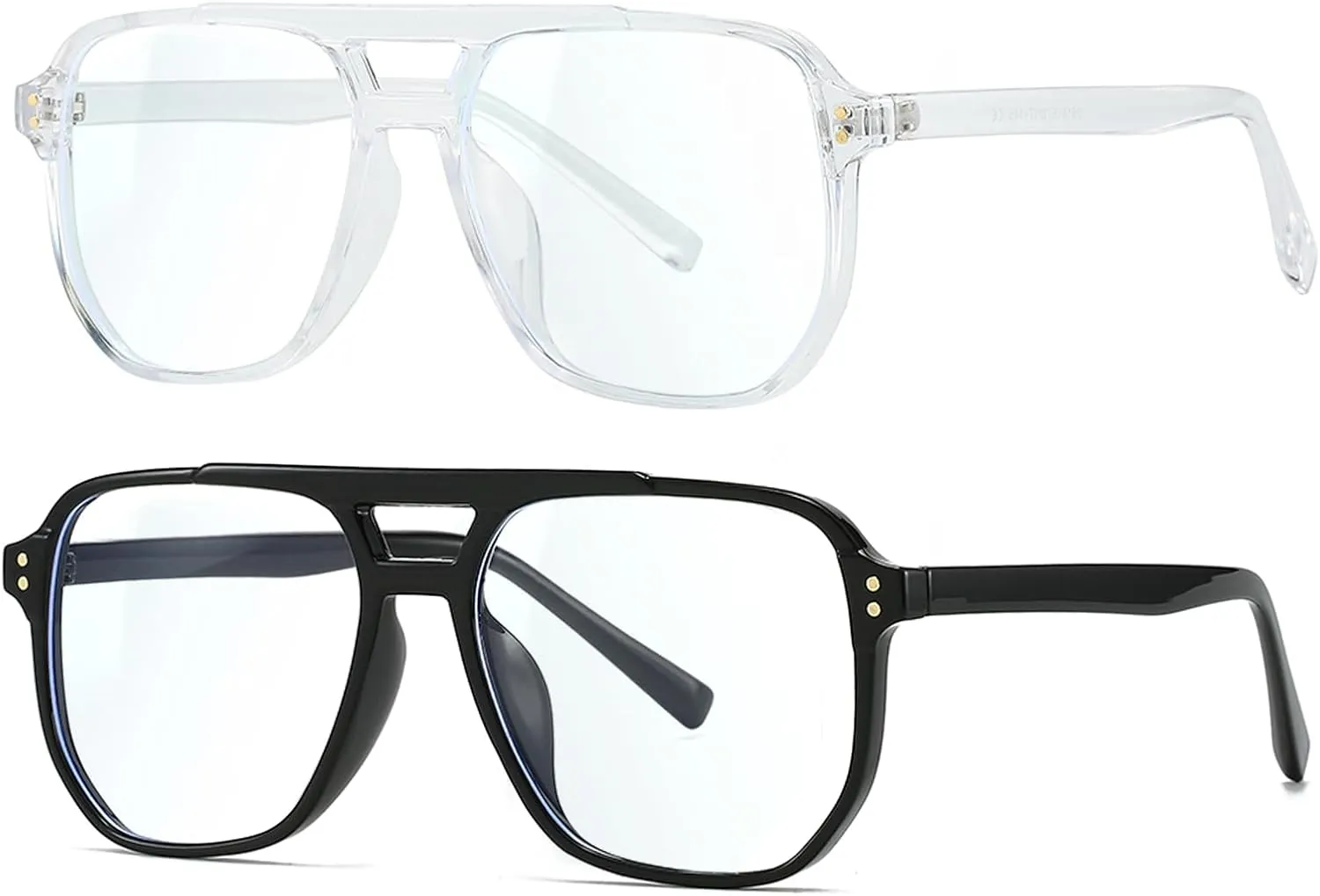 Fashion Square Glasses for Women Men Retro Square Aviator 90s Blue Light Blocking Glasses Computer Eyewear