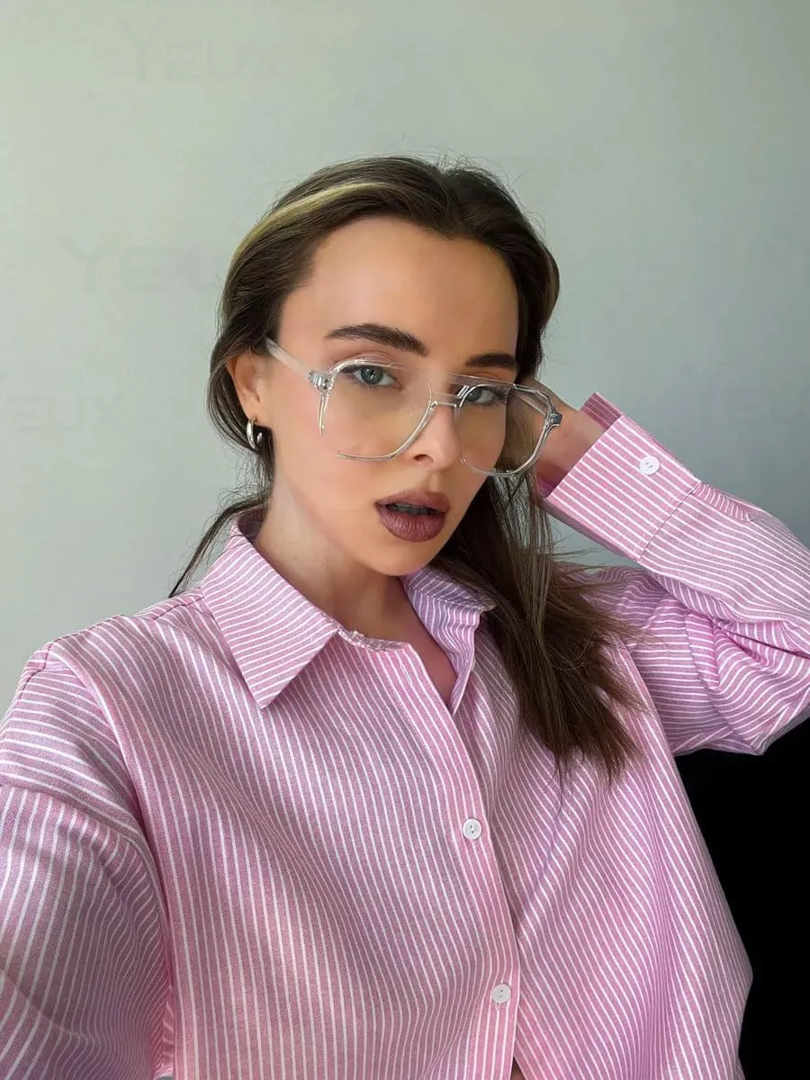 Fashion Square Glasses for Women Men Retro Square Aviator 90s Blue Light Blocking Glasses Computer Eyewear