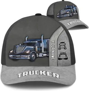 Fashion Trucker Mesh Trucker Hats Personalized Semi Truck and Leather Pattern Netback Cap for Truck Driver