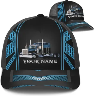 Fashion Trucker Mesh Trucker Hats Personalized Semi Truck and Leather Pattern Netback Cap for Truck Driver