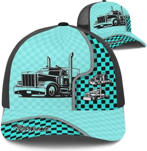 Fashion Trucker Mesh Trucker Hats Personalized Semi Truck and Leather Pattern Netback Cap for Truck Driver