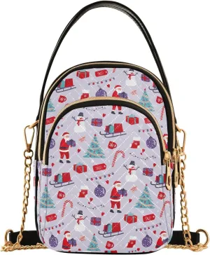 Father Christmas Quilted Shoulder Handbag for Women Stylish Crossbody Handbags with Detachable Leather Chain Shoulder Strap