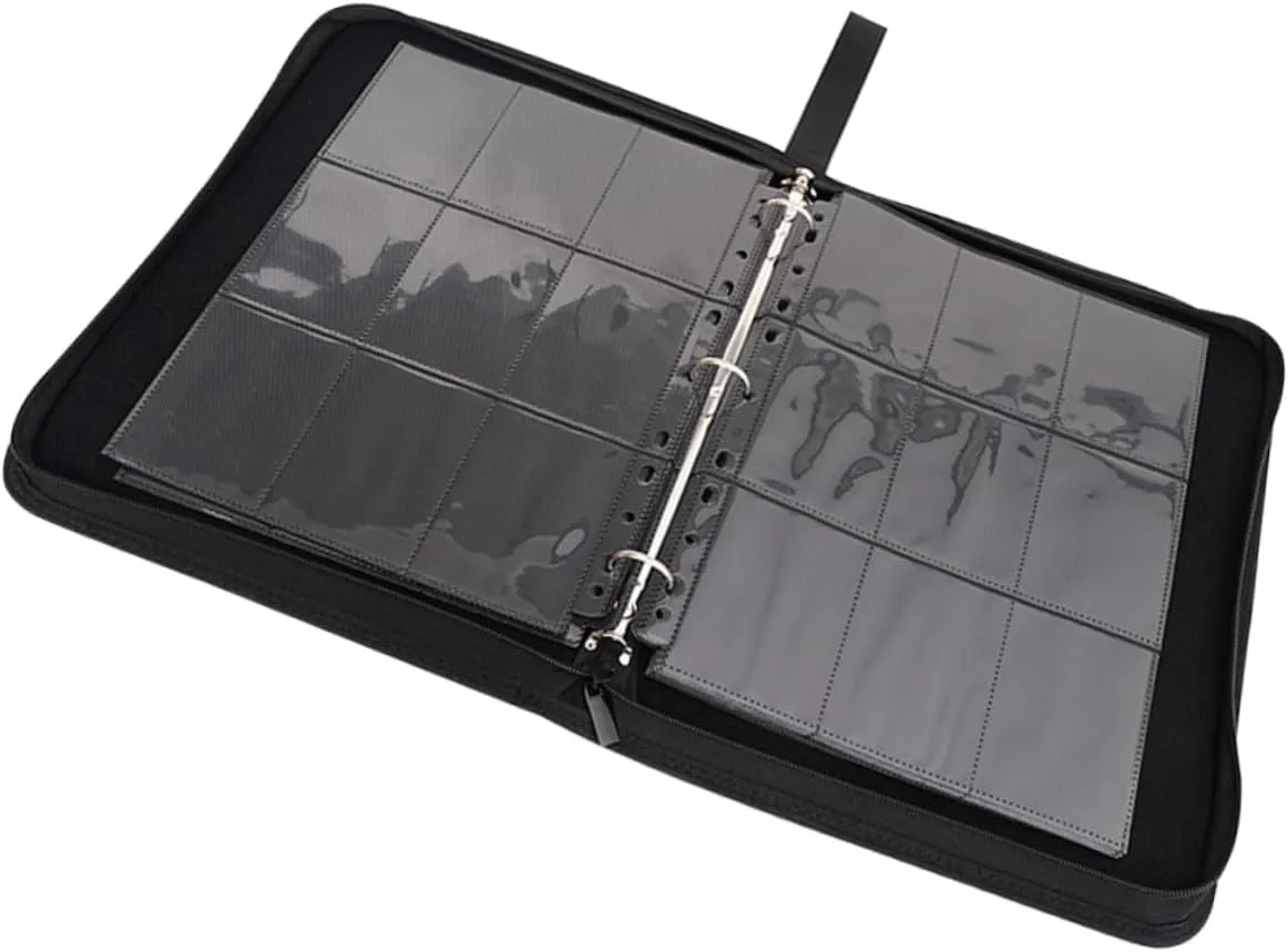 FAVOMOTO Card Storage Album Transparent Inner Pockets Card Binder for and Collecting PU Materials Collectors Design with Sleeves