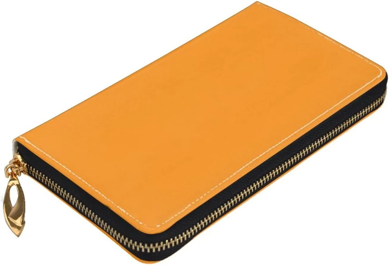FEMOS Stylish Long Wallet,Leather Zip Wallet Coin Purse Clutch Bag,Large Capacity Credit Card Organizer Bag/Apricot/Long Purse For Women And Men