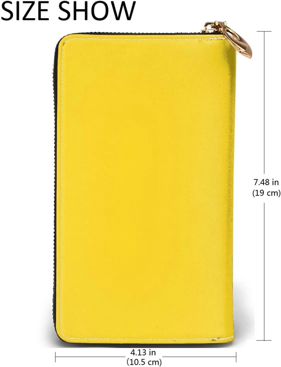 FEMOS Stylish Long Wallet,Leather Zip Wallet Coin Purse Clutch Bag,Large Capacity Credit Card Organizer Bag/Bergamot Yellow/Long Purse For Women And Men