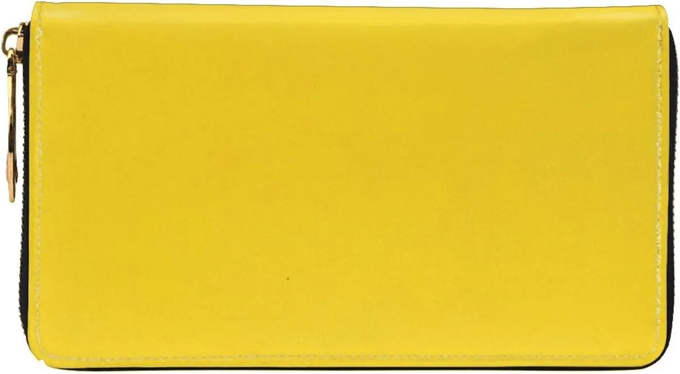 FEMOS Stylish Long Wallet,Leather Zip Wallet Coin Purse Clutch Bag,Large Capacity Credit Card Organizer Bag/Bergamot Yellow/Long Purse For Women And Men