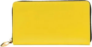 FEMOS Stylish Long Wallet,Leather Zip Wallet Coin Purse Clutch Bag,Large Capacity Credit Card Organizer Bag/Bergamot Yellow/Long Purse For Women And Men