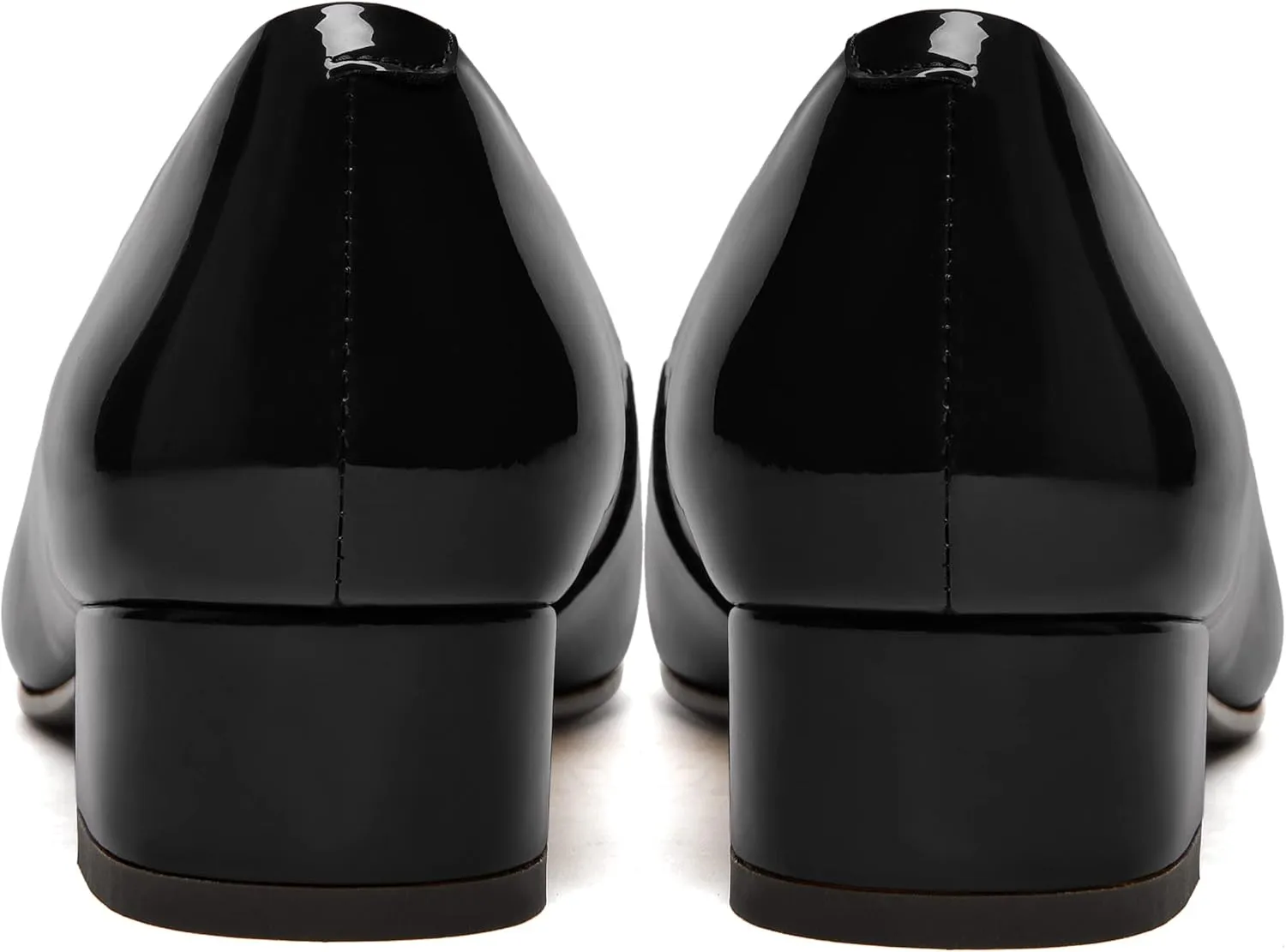 FEMSTEP Women's Low Heels Pointed Toe Casual Patent Leather Slip On Chunky Pumps Shoes 1.5 Inch
