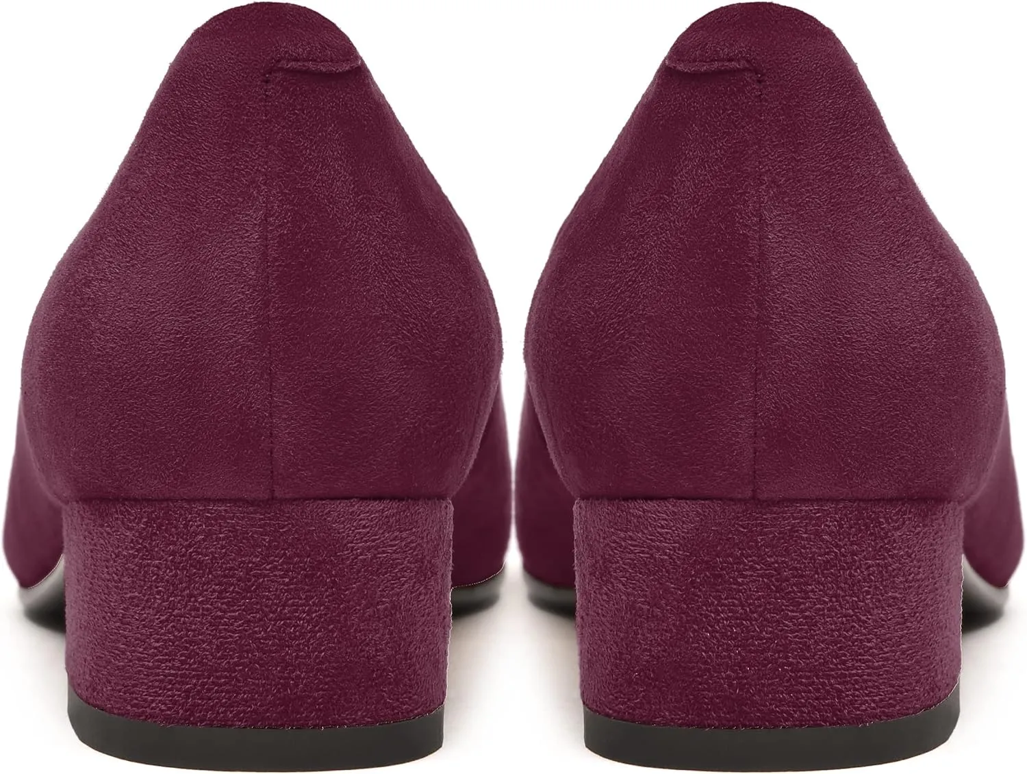 FEMSTEP Women's Low Heels Suede Leather Block Casual Square Toe Slip On Chunky Pumps Shoes 1.5 Inch