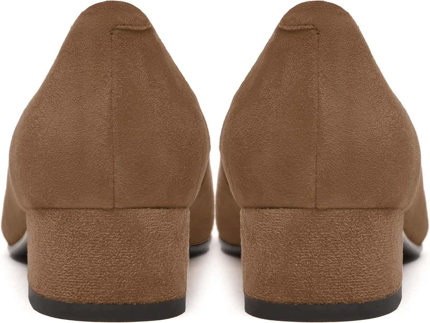 FEMSTEP Women's Low Heels Suede Leather Block Casual Square Toe Slip On Chunky Pumps Shoes 1.5 Inch