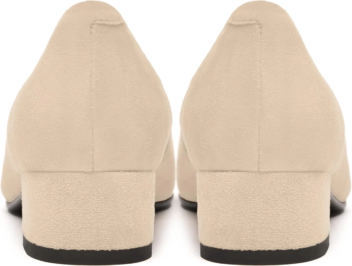 FEMSTEP Women's Low Heels Suede Leather Block Casual Square Toe Slip On Chunky Pumps Shoes 1.5 Inch