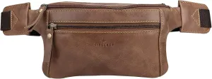 Finelaer Leather Waist Fanny Pack- Travel Bag for Men & Women (Almond)