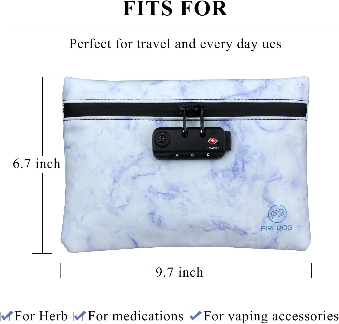 FIREDOG Smell Proof Bag with Lock, 6x9 Odor Proof Pouch Case Container for Travel Stash Storage