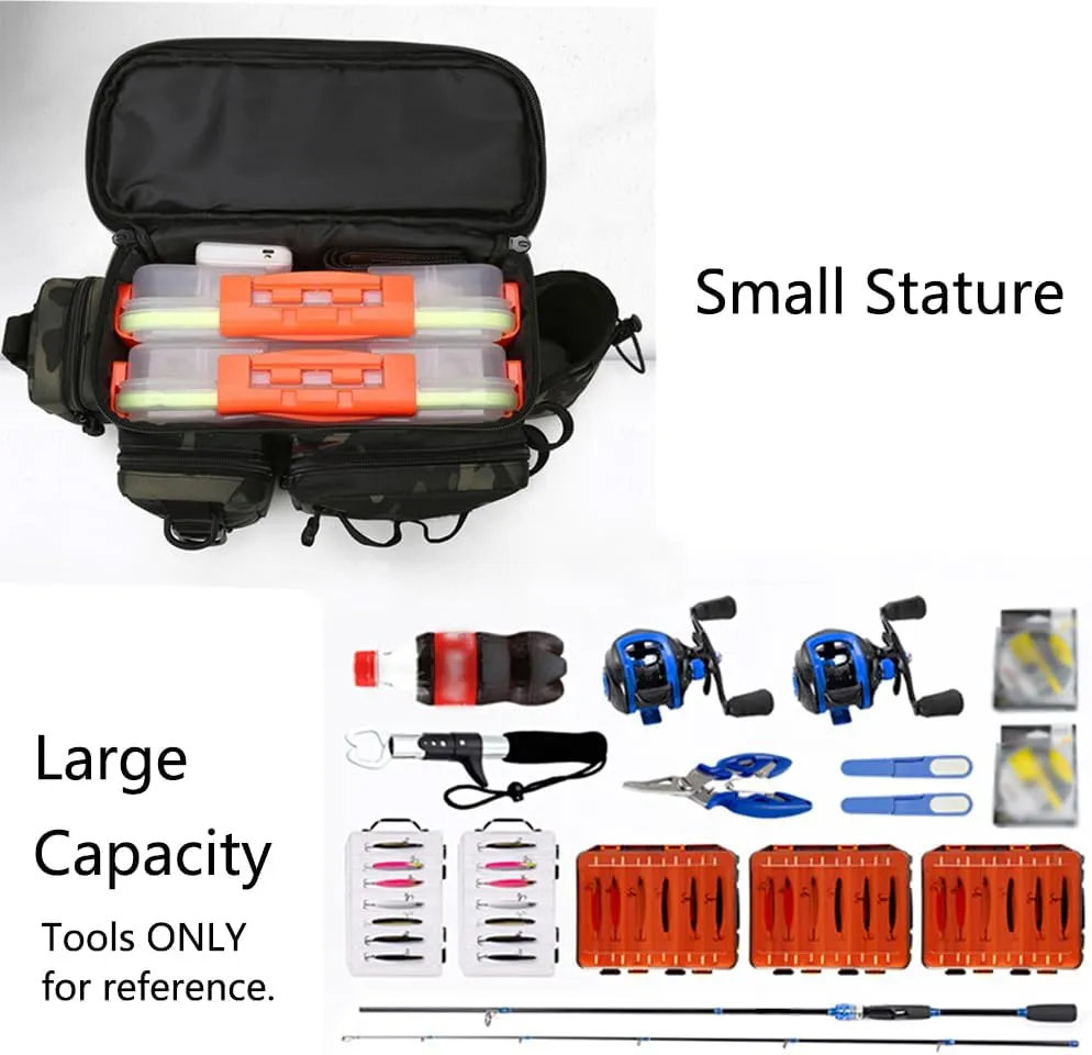 Fishing Tackle Bag Fishing Gear Storage Bag Shoulder Bag Large Capacity with Multi Pockets and Hooks Waterproof for Saltwater or Freshwater Fishing Size 16.5 * 6.7 * 8.2in, Brown