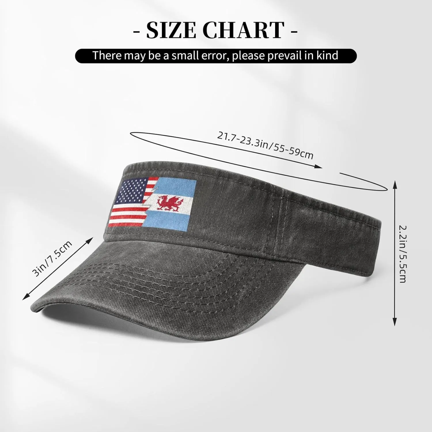 Flag of The Welsh Colony in Patagonia and America Sun Visor Hat for Women Men Empty Top Baseball Cap Golf Cap