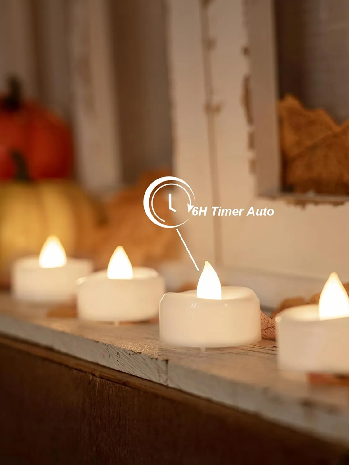 Flameless LED Tea Lights - 12 Pack Battery Operated Candles With 6 Hours Timer Auto for Halloween Christmas Wedding Decor - 1.5'' D X 1.25'' H, Warm White