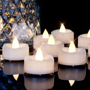 Flameless LED Tea Lights - 12 Pack Battery Operated Candles With 6 Hours Timer Auto for Halloween Christmas Wedding Decor - 1.5'' D X 1.25'' H, Warm White