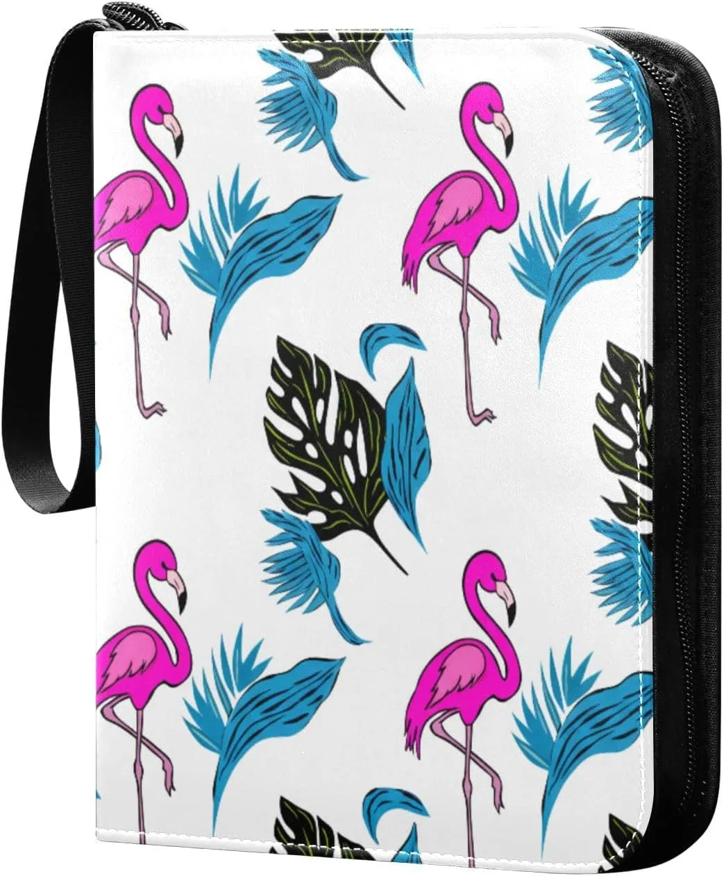 Flamingos Card Binder 4 Pockets, 400 Pockets Trading Card Binder Removable Card Albums Card Holder for Games, Sports, Football, Baseball Cards