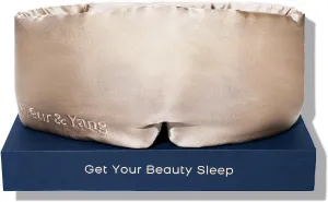 Fleur&Yang Silk Sleep Mask, Adjustable Blackout Sleeping Mask for Men Women, Soft Breathable 100% Mulberry Silk Fabric, Cooling Eye Cover Blindfold for DeepSleep or Meditation (Flax Gold)