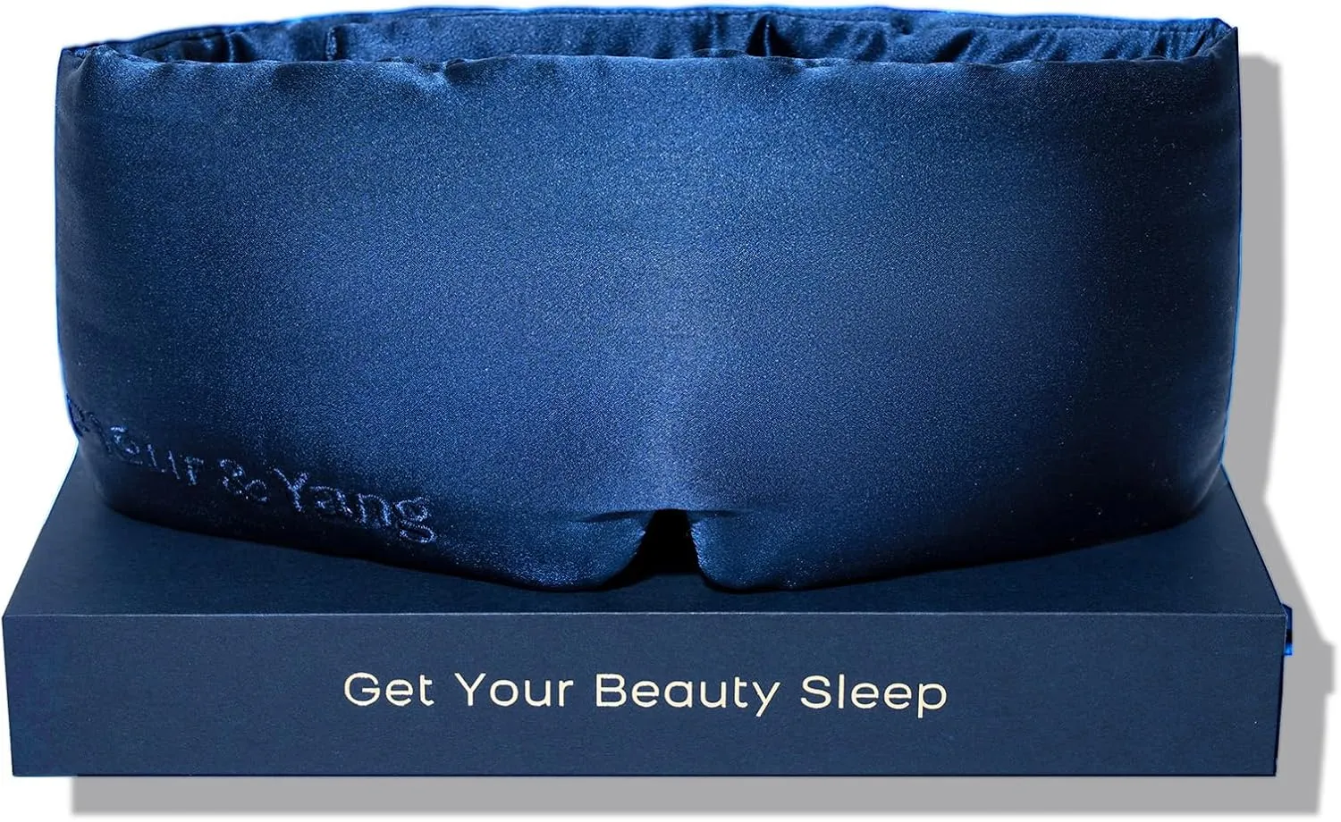Fleur&Yang Silk Sleep Mask, Adjustable Blackout Sleeping Mask for Men Women, Soft Breathable 100% Mulberry Silk Fabric, Cooling Eye Cover Blindfold (Navy Blue)