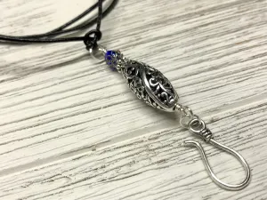 Floral Filigree Adjustable Portuguese Knitting Necklace for Knitters, Leather Cord