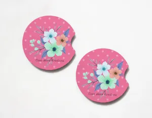 Floral Polka Dot Print 2.75" Car Coasters