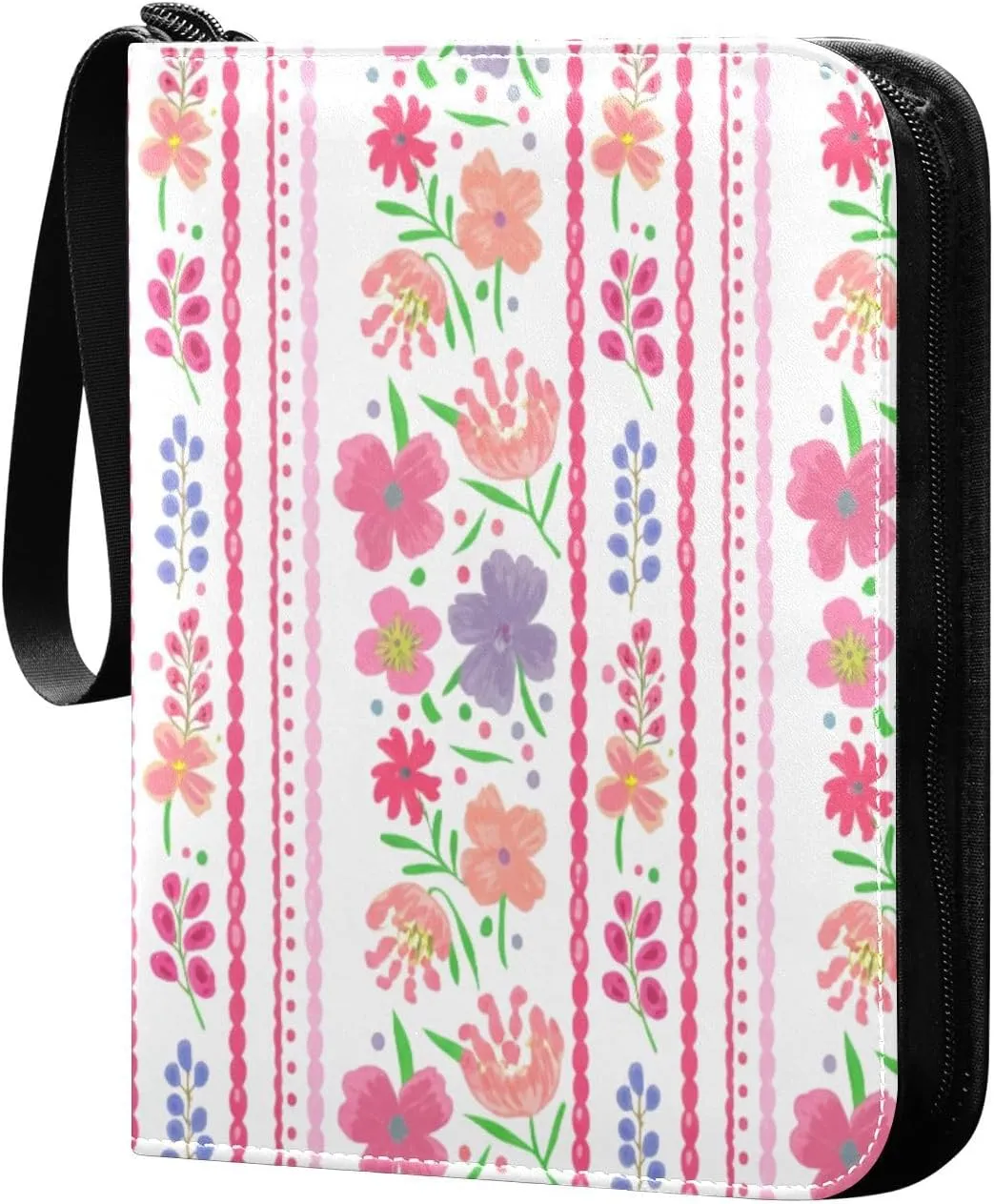Flowers Card Binder 4 Pockets, 400 Pockets Trading Card Binder Removable Card Albums Card Holder for Games, Sports, Football, Baseball Cards