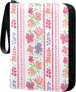 Flowers Card Binder 4 Pockets, 400 Pockets Trading Card Binder Removable Card Albums Card Holder for Games, Sports, Football, Baseball Cards