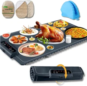 Foldable Food Warming Mat – Adjustable Temperature Hot Plate for Buffets, Parties, Catering, Home, Restaurant Use – Portable, Non-Slip, Energy-Efficient Heated Pad for Trays, Dishes & Serving Platters