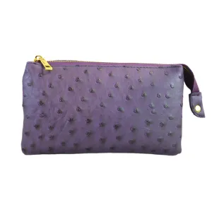 Folded Clutch with Zipper Ostrich Pattern