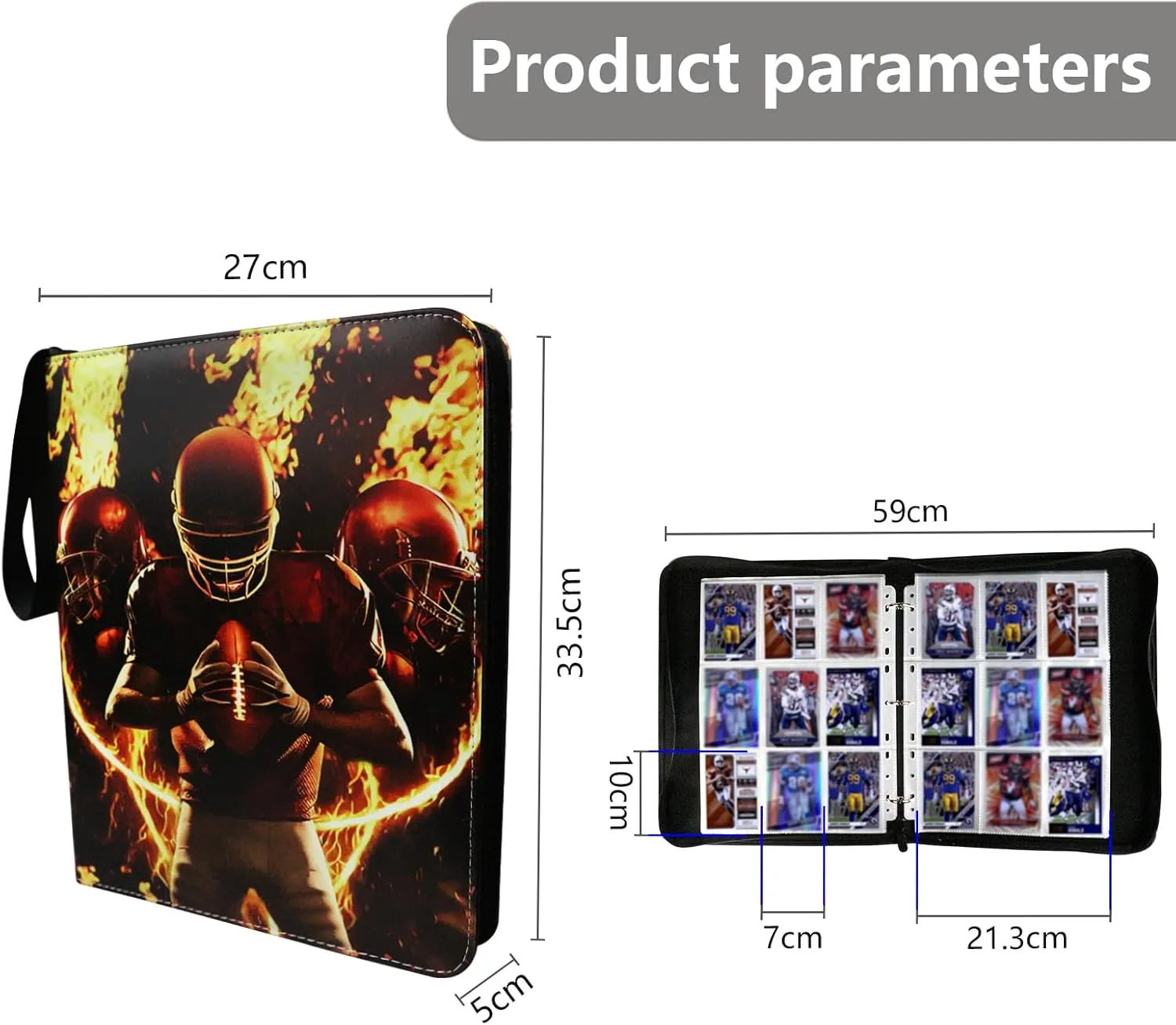 Football Card Binder, 2025 Sports Trading Card with Sleeves Holder Album, 900 Pockets Rugby Card Holder Sheets Display Storage Protectors for Collectors Boys and Girls Gift