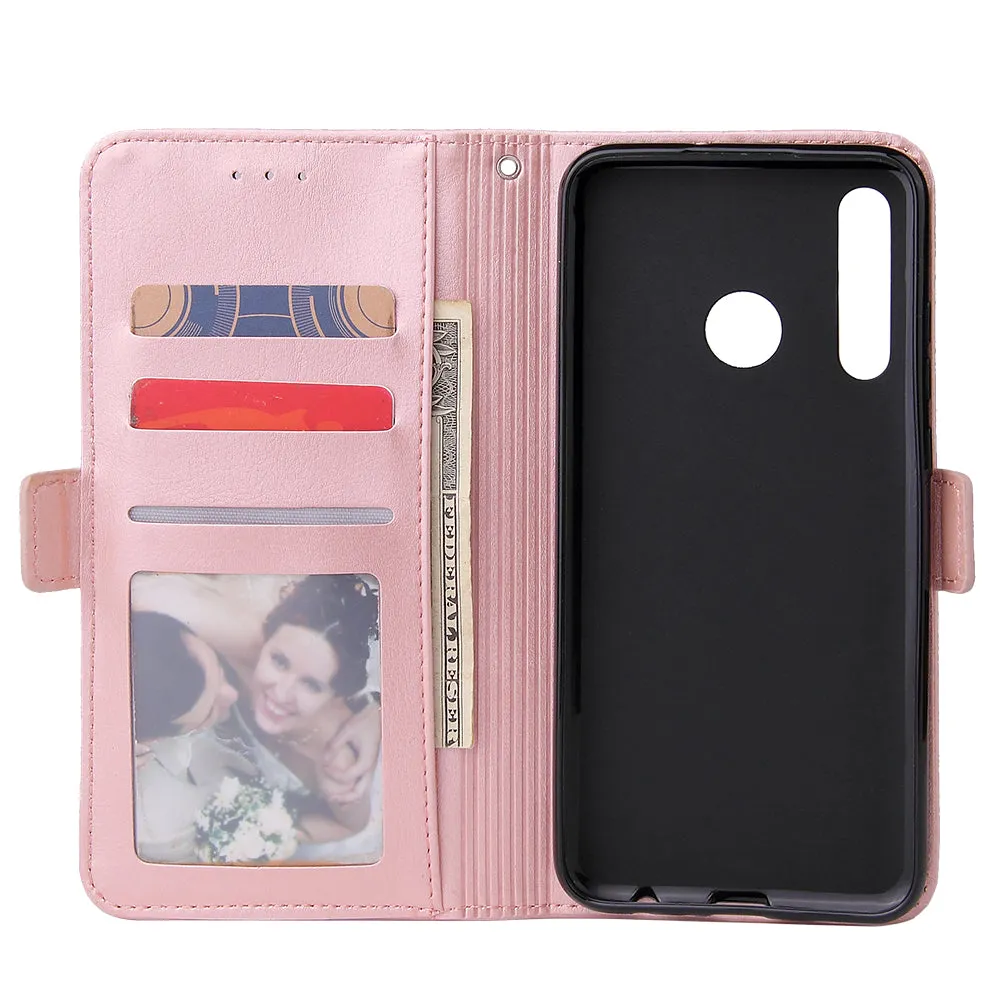 For Huawei Enjoy 9-Y7 2019-Y7 PRIME 2019 with fingerprint hole - Y7 PRO 2019 Solid Color PU Leather Zipper Wallet Double Buckle Protective Case with Stand & Lanyard red