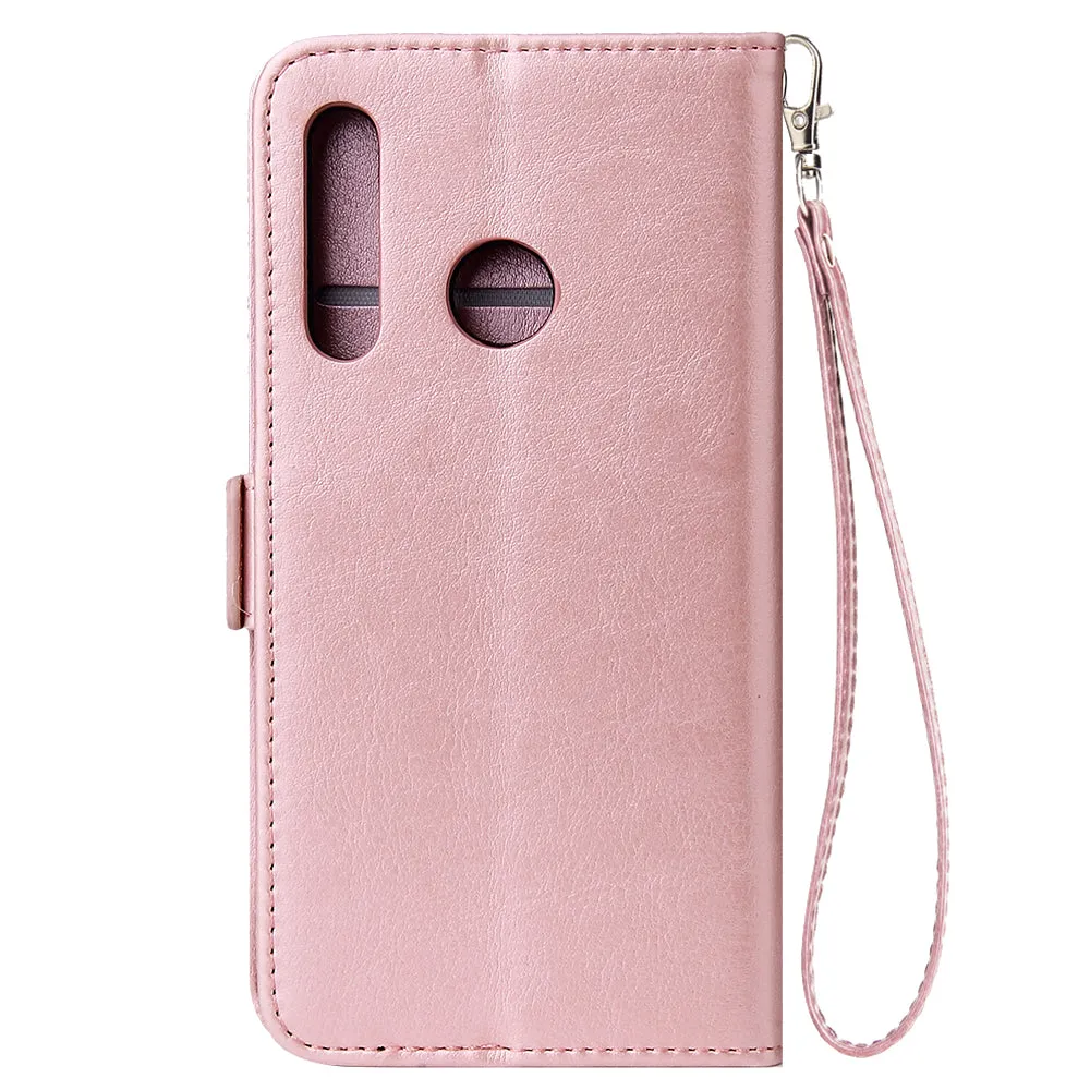 For Huawei Enjoy 9-Y7 2019-Y7 PRIME 2019 with fingerprint hole - Y7 PRO 2019 Solid Color PU Leather Zipper Wallet Double Buckle Protective Case with Stand & Lanyard red