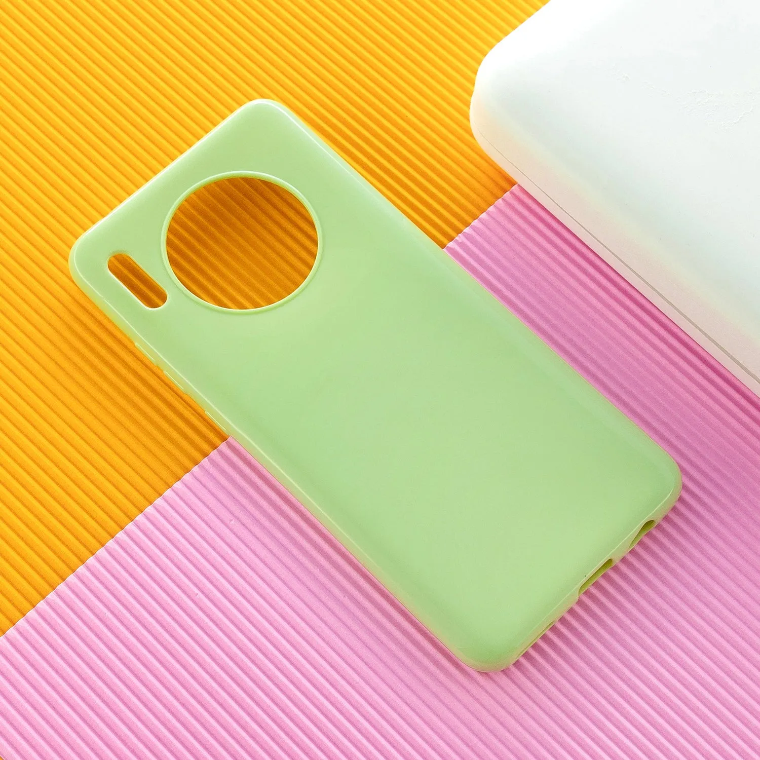 For HUAWEI Mate 30/30 Lite/30 Pro Cellphone Case Simple Profile Soft TPU Shock-Absorption Phone Cover Fluorescent green