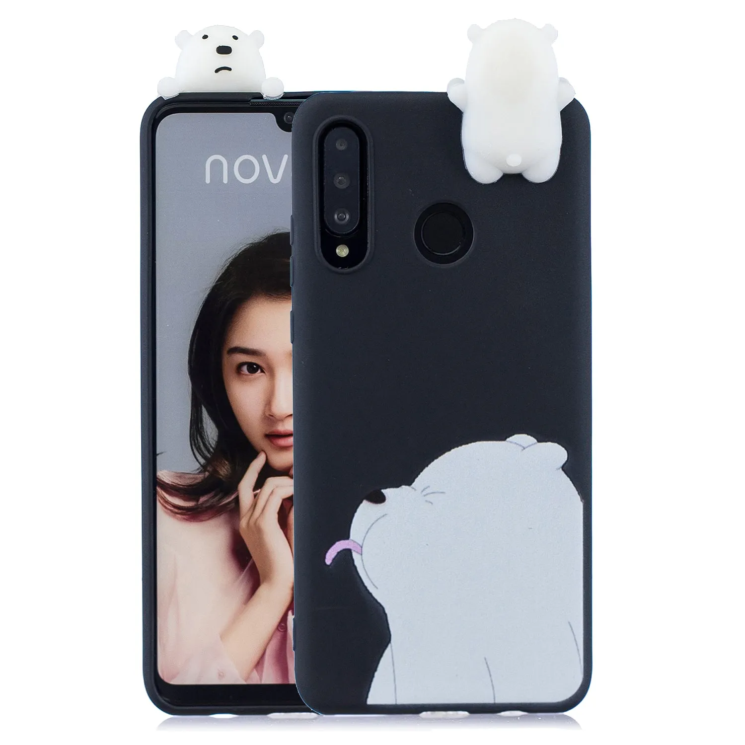 For HUAWEI P30 lite 3D Cute Coloured Painted Animal TPU Anti-scratch Non-slip Protective Cover Back Case yellow